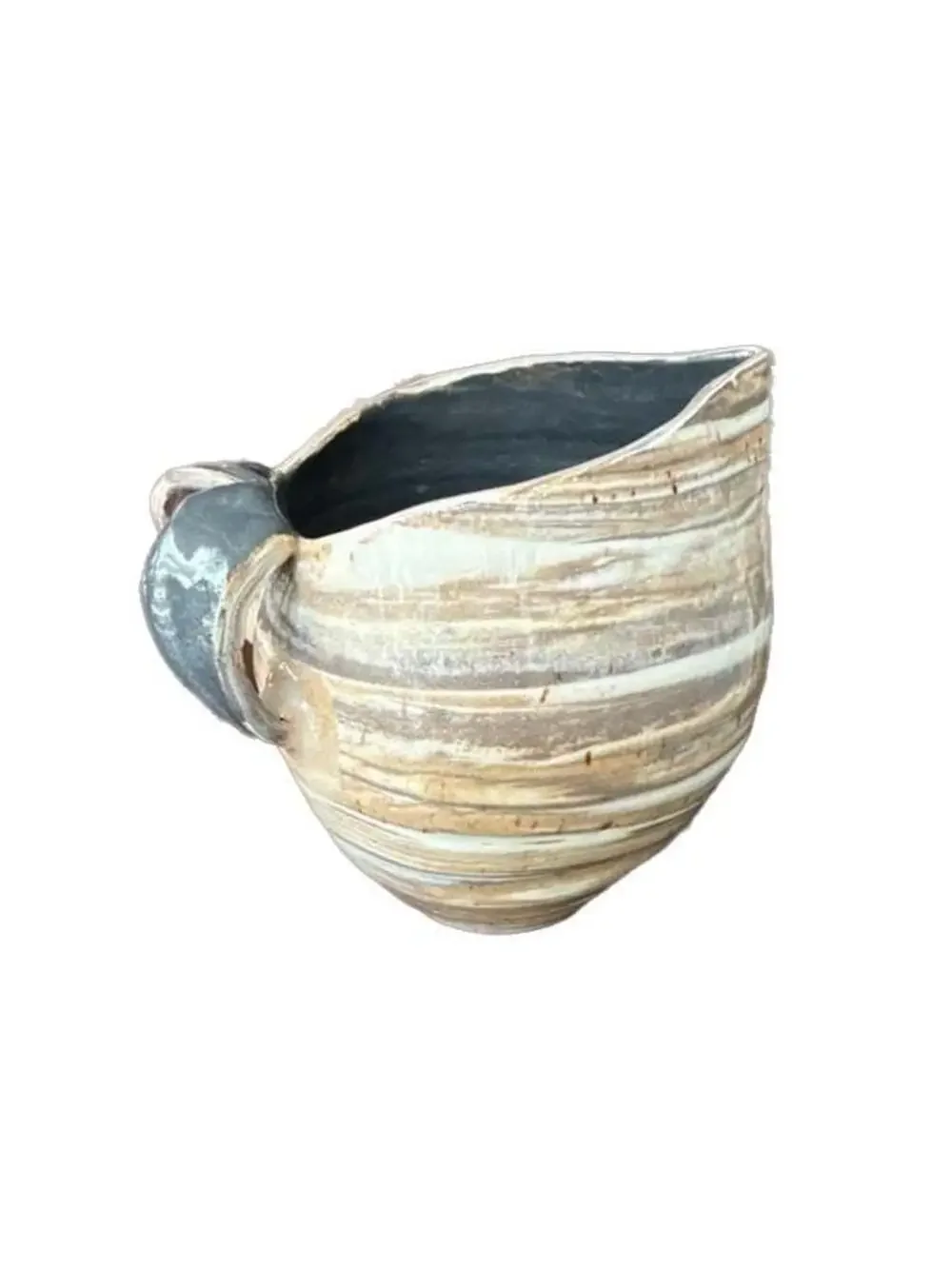 Studio Pottery Stoneware Batter Bowl with Pinched Spout and Handle